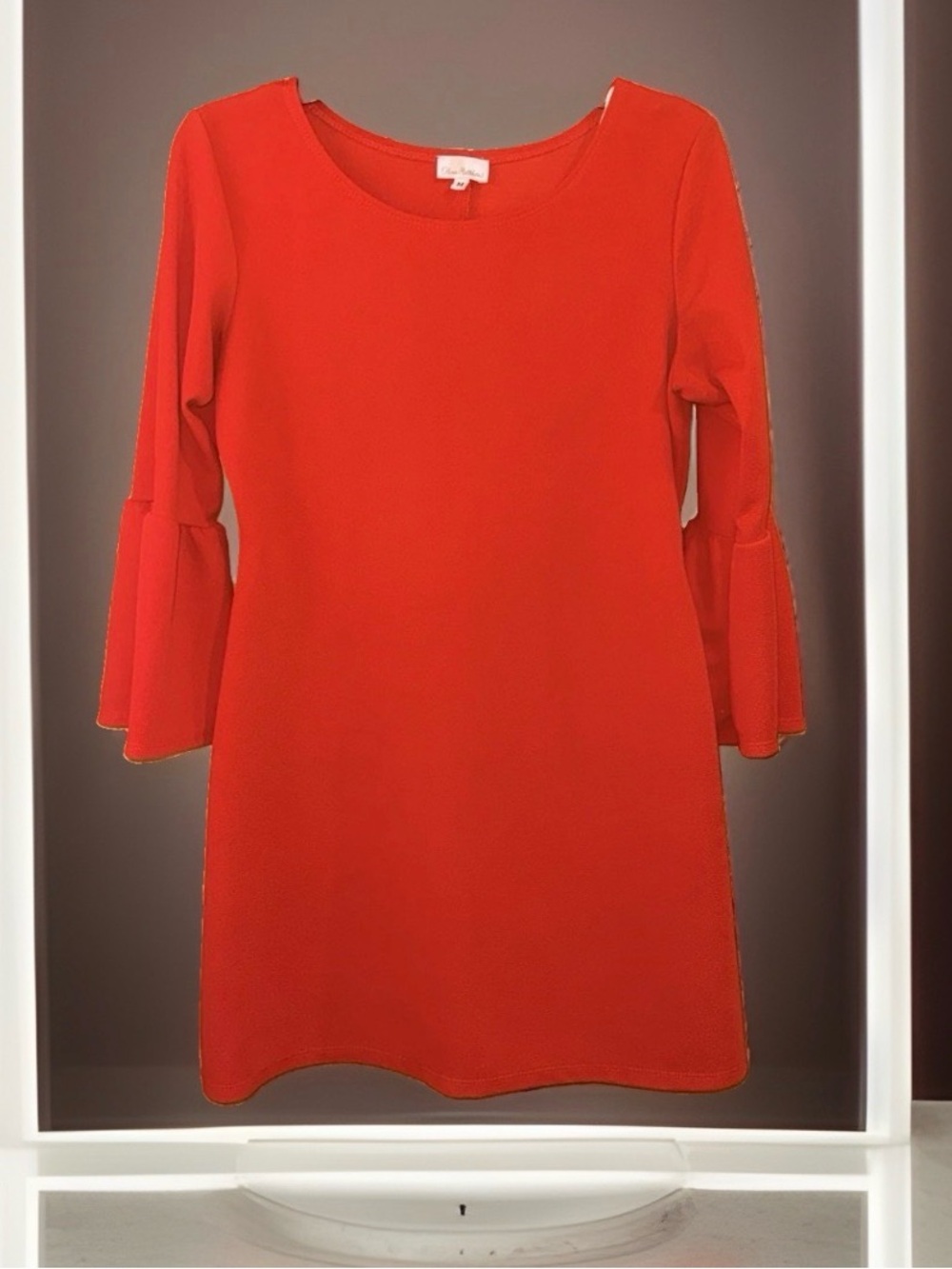 Olivia Matthews Red Bell-Sleeve Pop Over Mini Dress-M-EC